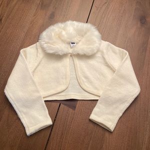 EUC Janie and jack faux fur collar cropped cardigan